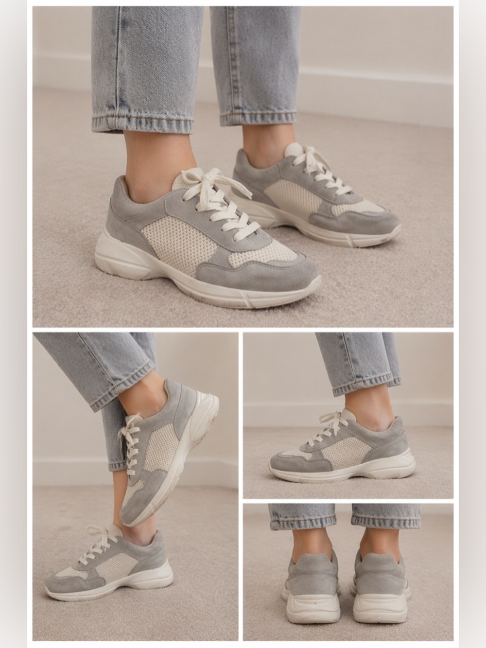 MADDEN GIRL Gray and Cream Women's Sneakers